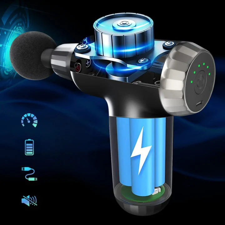 Muscle Massage Gun FH-820 with 4 heads, designed for deep tissue therapy and muscle recovery.