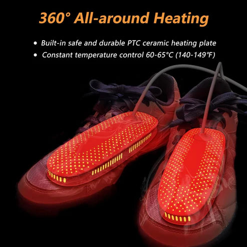 Portable Shoe Dryer with 360° all-around heating, featuring PTC ceramic plate for quick and safe drying.